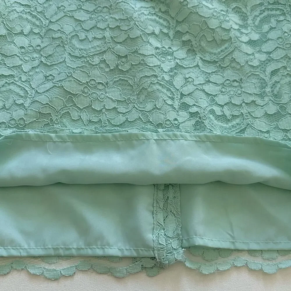 David’s Bridal Dress Mint Green Strapless Lace Gathered Cocktail Size 2 NEW - Picture 11 of 15